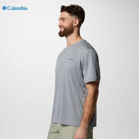 Columbia Omni-Shade Mens Sage Peak Knit Short Sleeve Crew Shirt XXL Gray Heather - Picture 2 of 11